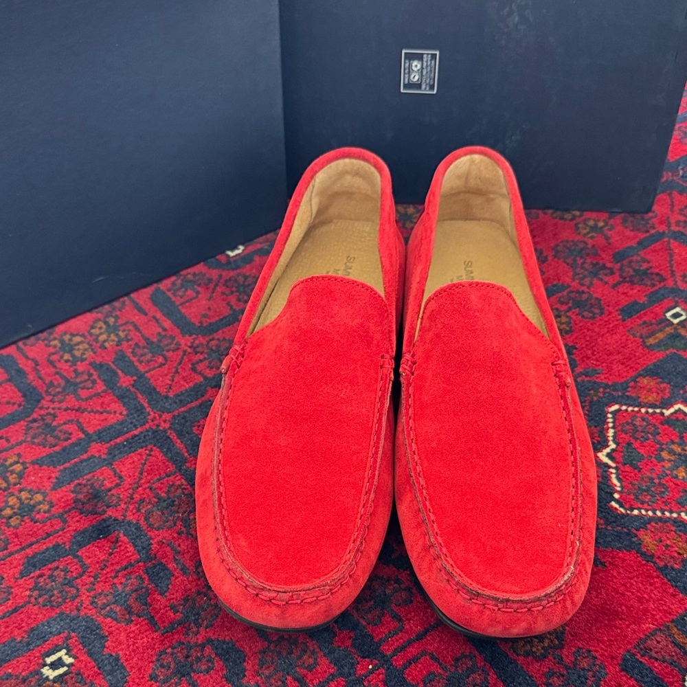 Vibrant Red Men's Suede Loafers